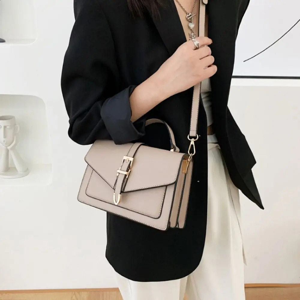 PU Leather Messenger Shoulder Bag Fashion Solid Color Ten Font Hanging Bag Womens Hanging Bag 240904