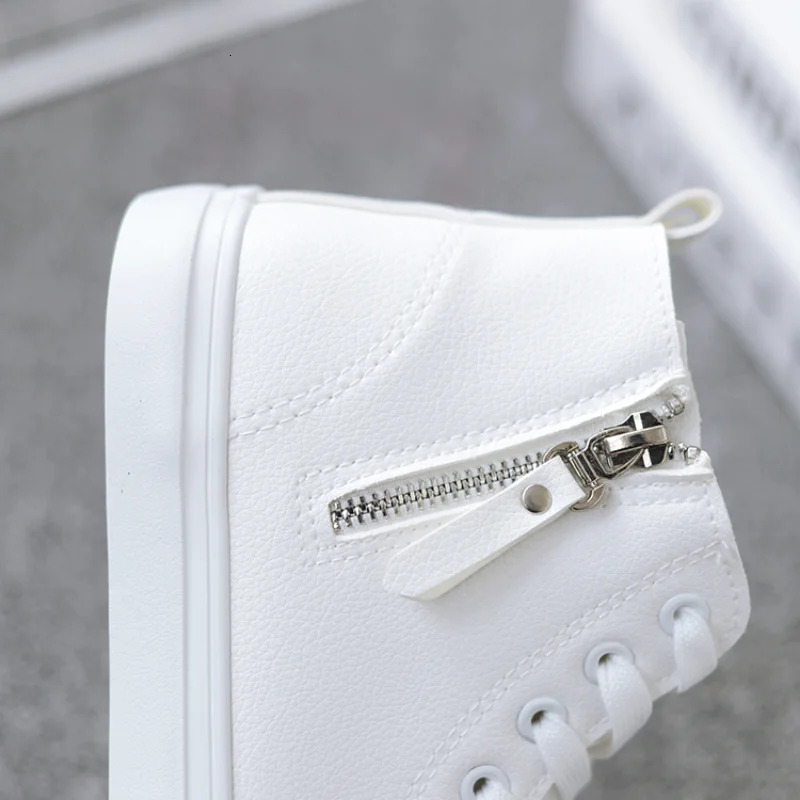 Chi Hot White Sneakers Women - Casual High Top Flat Shoes, Vulcanized Trainers For Everyday Comfort - Shoes,