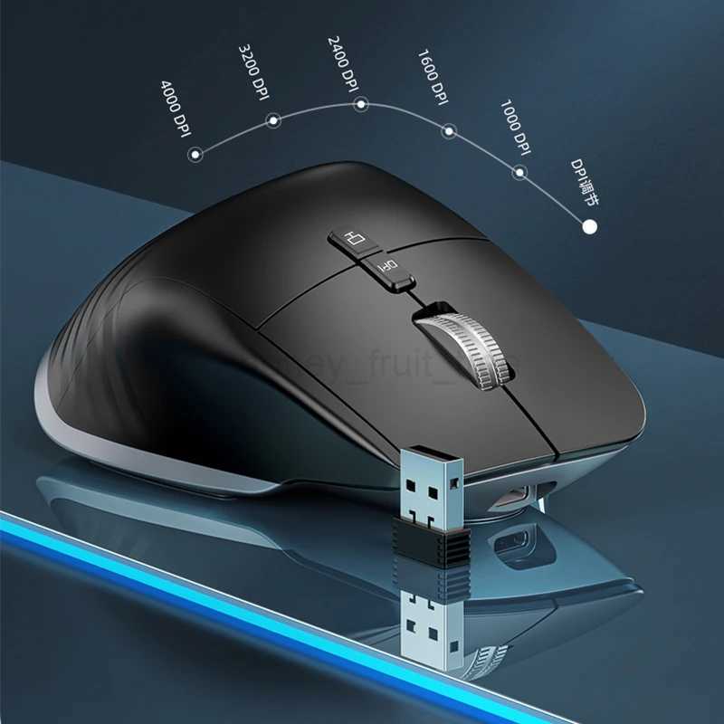 KuWFi Rechargeable Wireless Mouse Silent Gaming Mouse 2.4G Bluetooth Mause Ergonomic for PC Laptop 4000DPI 9 Button RGB MiceM240725