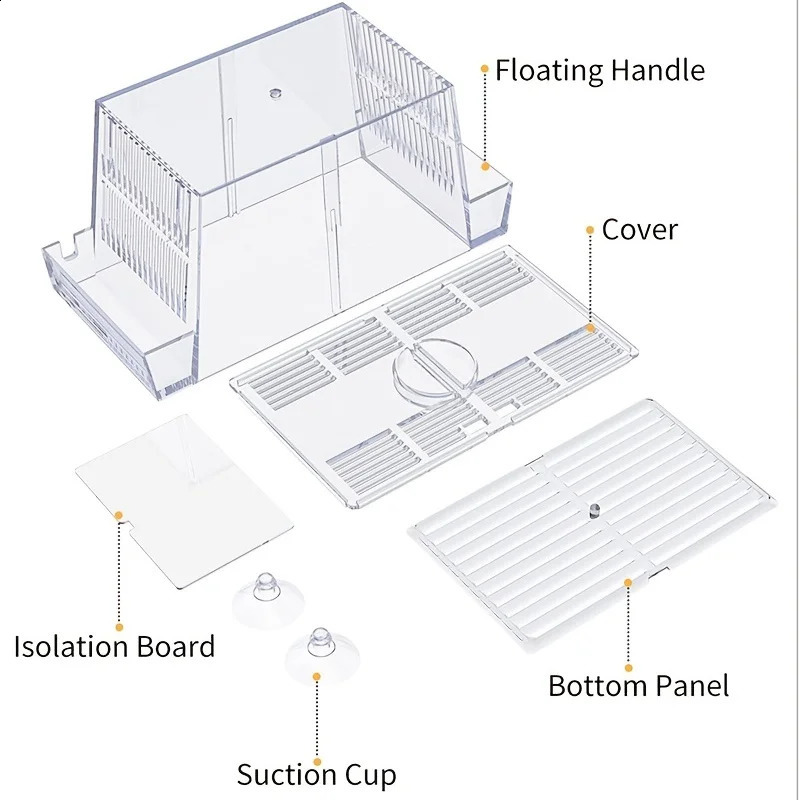Fish breeding box acrylic fish isolation box with suction cups aquarium incubator suitable for baby fish shrimp clownfish 250530