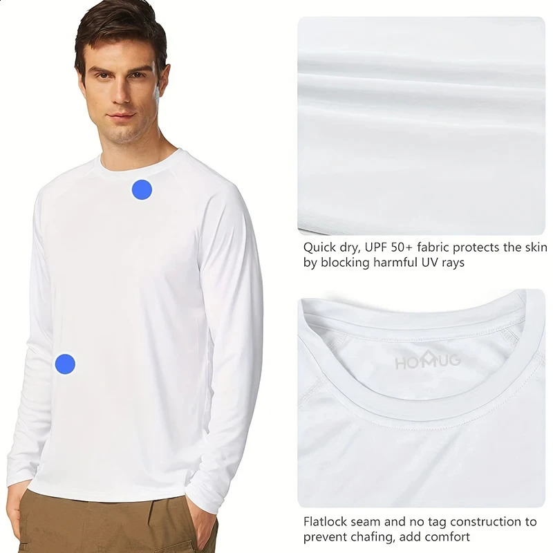 UPF 50 Long Sleeve T-shirt Mens UV Sun Protection Quick Dry Breathable Sunscreen T-shirt Hiking Fish Performance Tops UV-Proof 240820