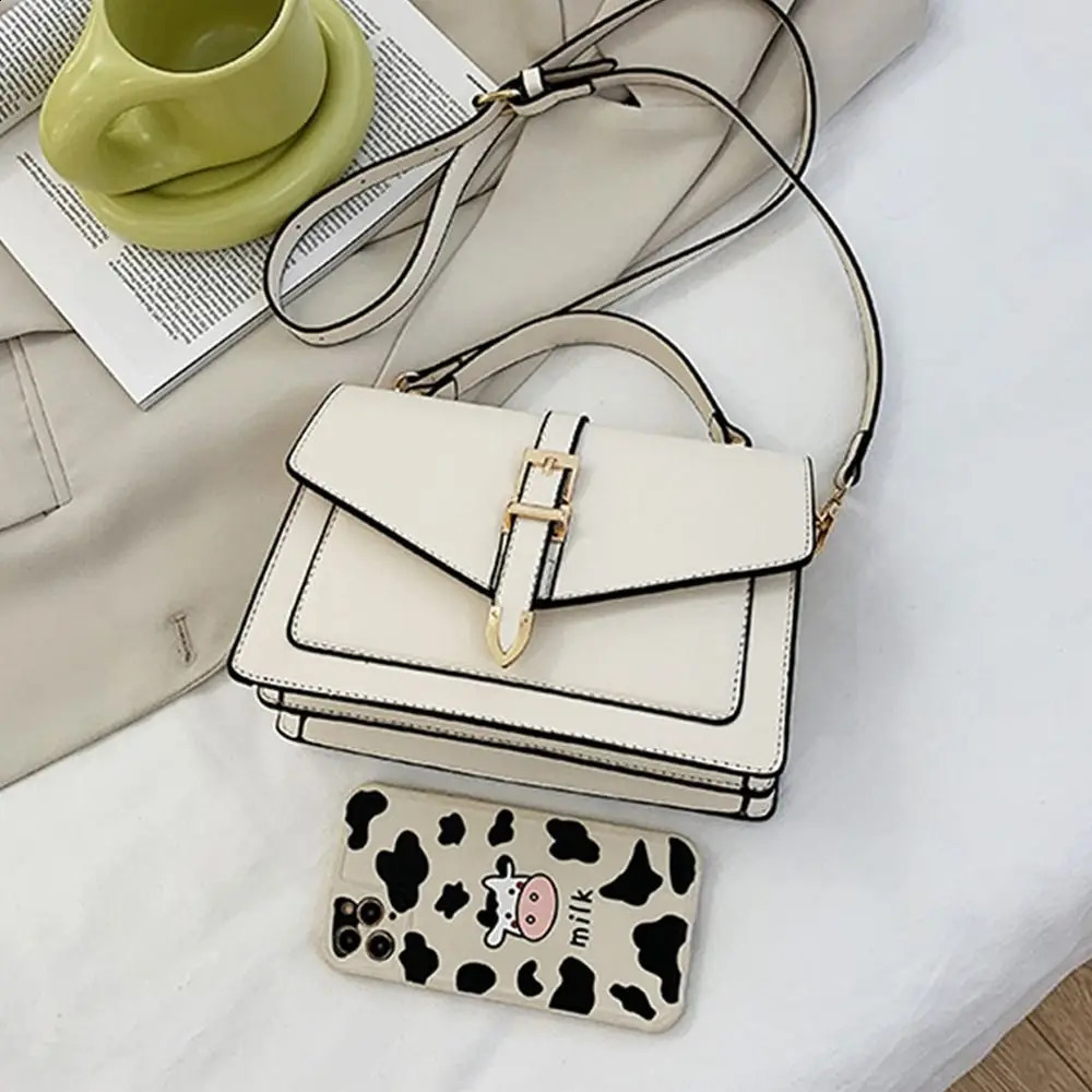 PU Leather Messenger Shoulder Bag Fashion Solid Color Ten Font Hanging Bag Womens Hanging Bag 240904