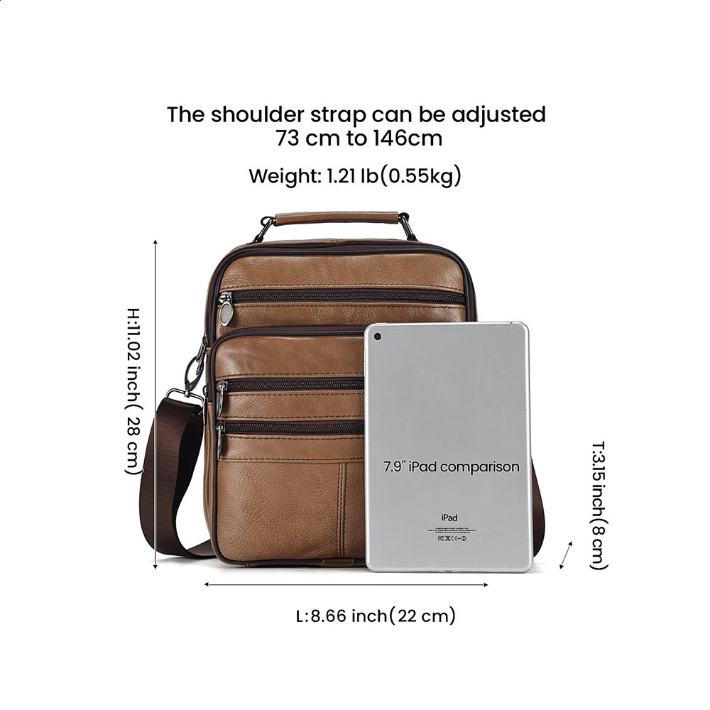 JOYIR Genuine Cowhide Leather Men Travel Sling Bag Casual Shoulder Crossbody Bags for Male Messenger Satchel 240723