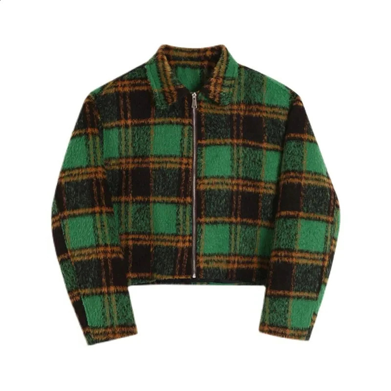 LUZHEN Mens Wool Plaid Brushed Blazer Coat Fashion Korean Elegant Jacket Trendy Clothes High Street 8cb5e1 240724