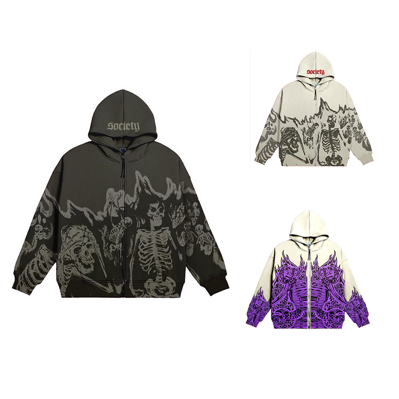 High Quality Supplier Made Vintage Hoodie Oversized Long Sleeve Zipper Hoodie Full Zipper Hoodie
