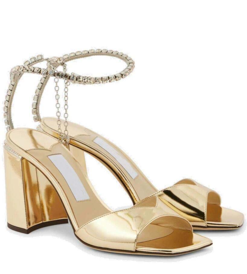 Women high heeled sandals crystal strap Verzierte Sandalen Saeda Satin leather shoes Luxury designer pumps open toe black heels with box