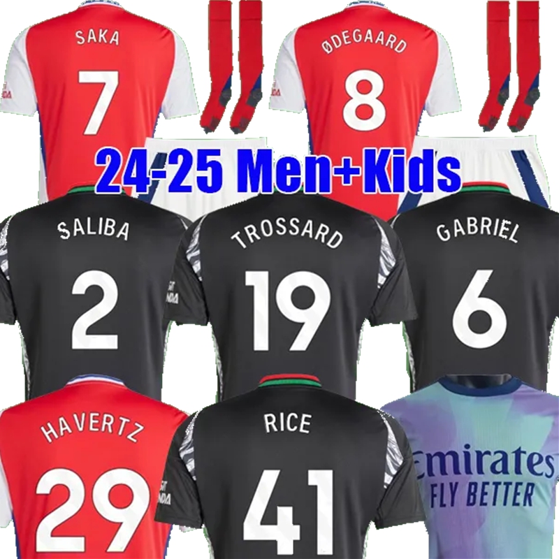 Gunners Calafiori 2024 2025 G.JESUS HAVERTZ Soccer jerseys ARsen RICE THOMAS TROSSARD TIERNEY Shirt SALIBA ODEGAARD SAKA MARTINELLI 24 25 Football kids kit Uniform