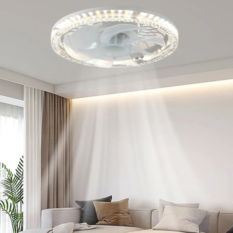 New Modern Ceiling Fan Light LED Intelligent Remote Control Dimmable Bedroom Restaurant Living Room E27 Base Ceiling Fan
