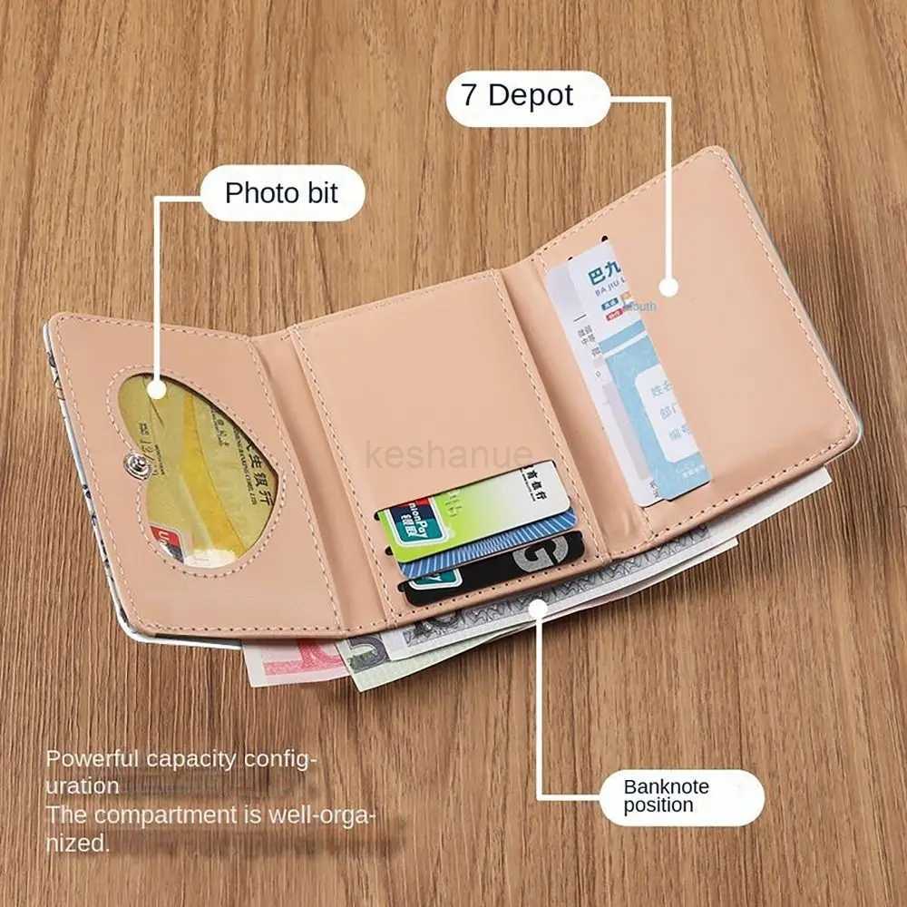 PU Leather Money Coin Purse Simple 3 Folds INS Style Credit Card Holoder Cute Kitten Dog Card Wallets for Girls Students GiftXJ240725