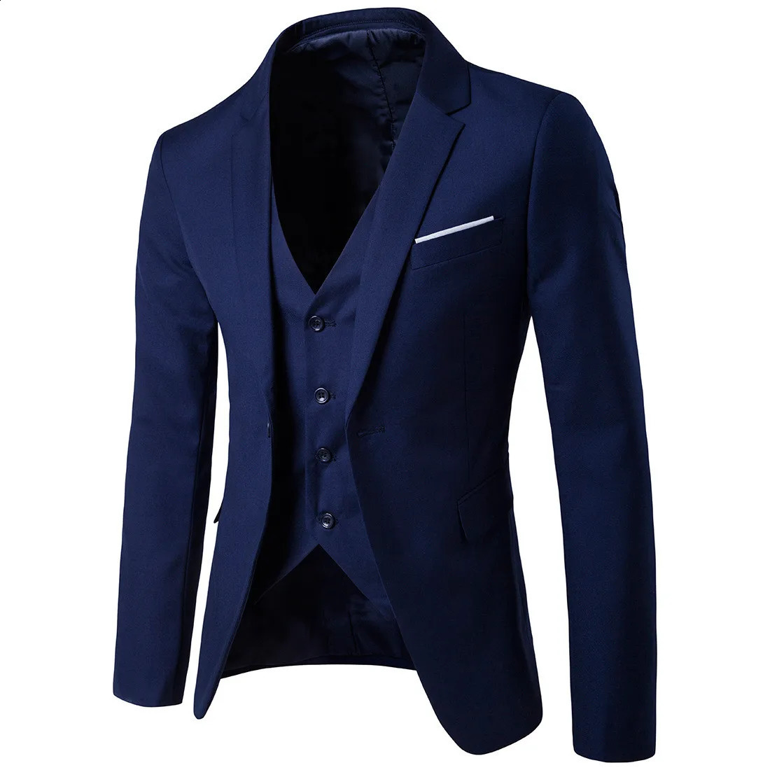 Fashion Formal Suit Temperament Men Blazer Pants Turndown Collar Pure Color Set Daily Business Party Wedding Outfit 240807