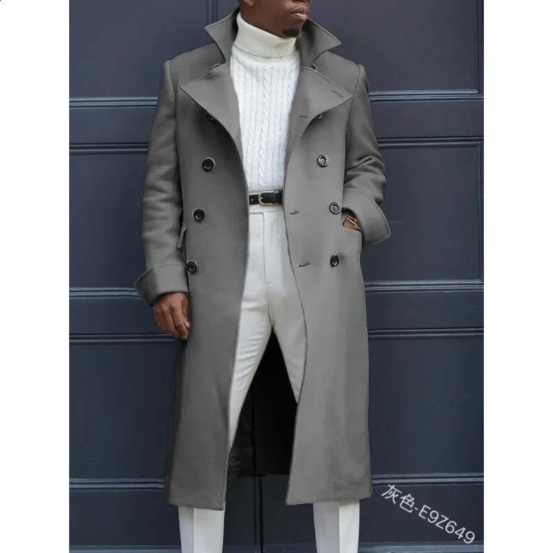 2024 Autumn Winter Mens Fashion Coat British Baggy Coat Mid-Length Trench Coat Casual Daily Comfortable 240807