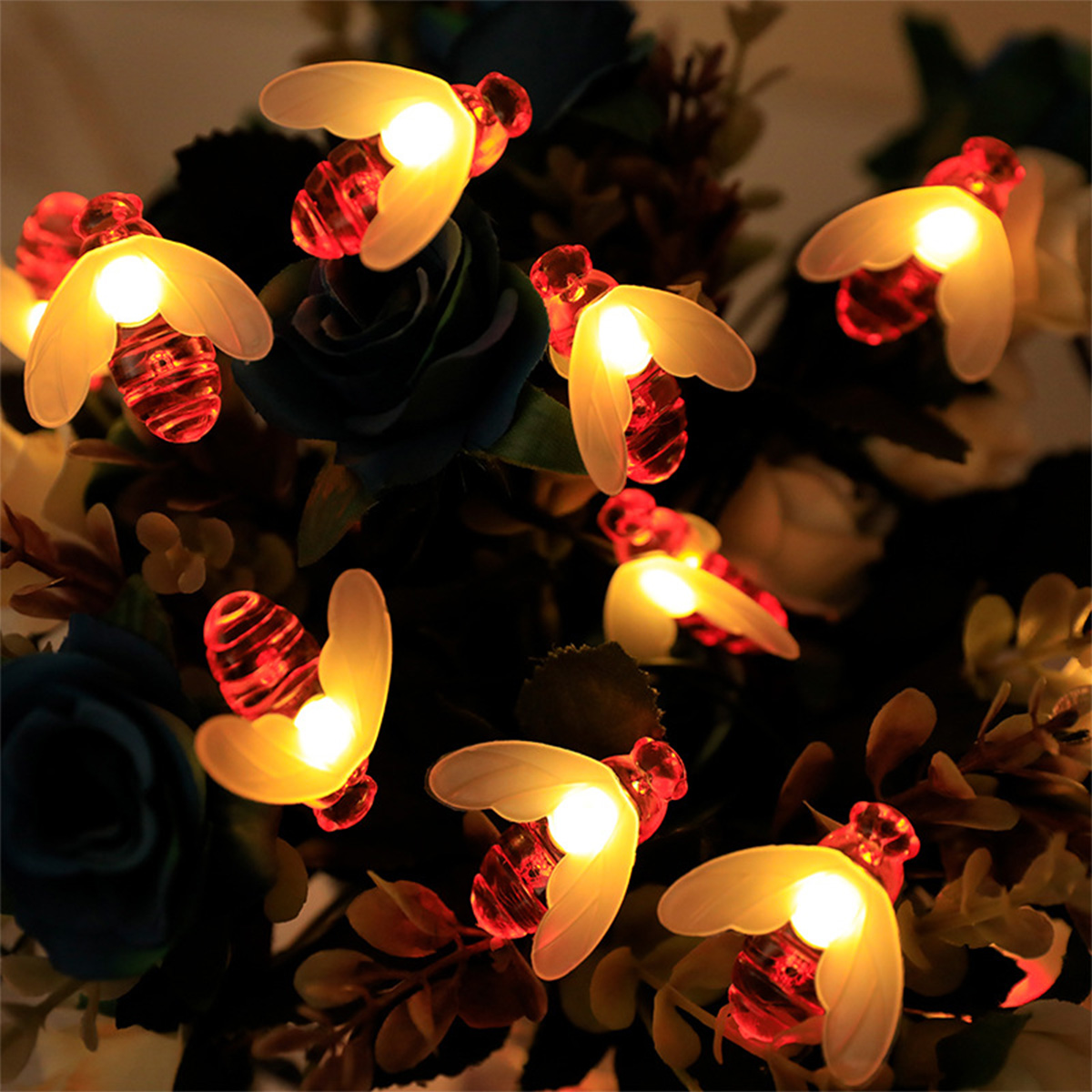 led solar bee light string patio outdoor waterproof decoration ambient light flashing lights string lights
