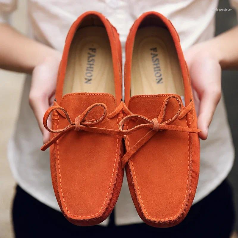 Casual Shoes Luxury Men Loafers Soft Moccasins Summer High Quality Mens Genuine Leather Suede Driving Flats Big Size 38-49