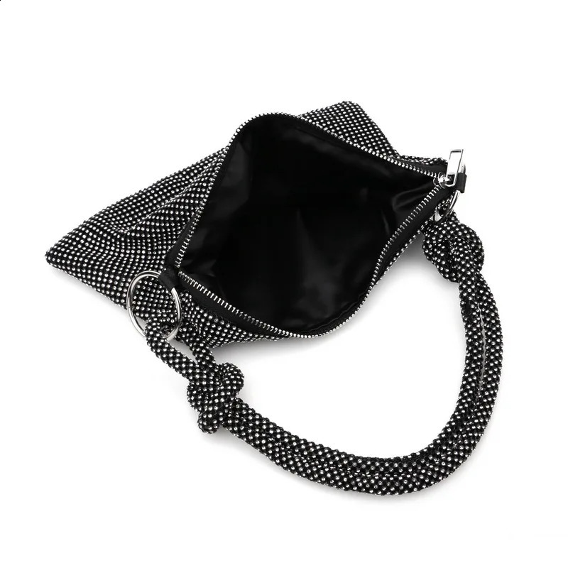 Handle Shining Crystal Rhinestones Evening clutch Bag Purses and handbag silver Shoulder Bag Purse bag 240725