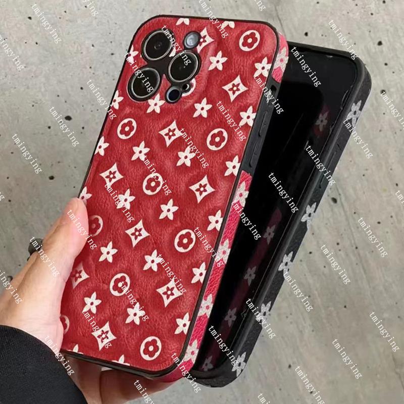 Top Luxury Designers Phone Cases For iPhone 15 Pro Max 14 13 12 16 Designer Fashion Leather Creative Cellphone Case Flower Letter Embossed Mobile Shell Cover
