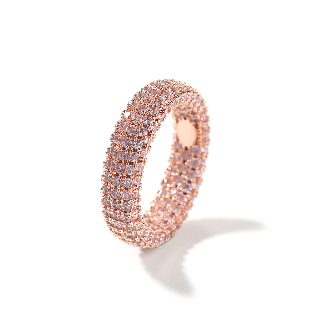 Hip Hop 5A Cubic Zircon Ring 18K Gold Plated Finger Ring Men Women Jewelry