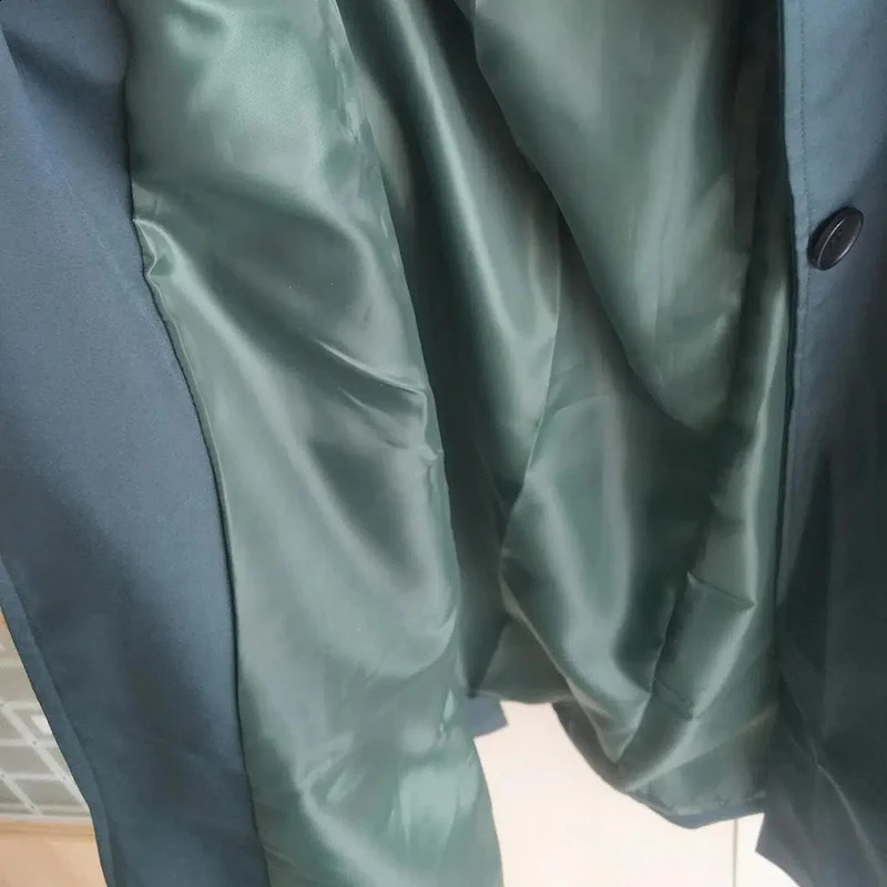 Elegant Belt Long Trench Coat Women Spring One Button Lined Slim Gabardina Office Lady Turndown Collar Fall Overcoat 240725