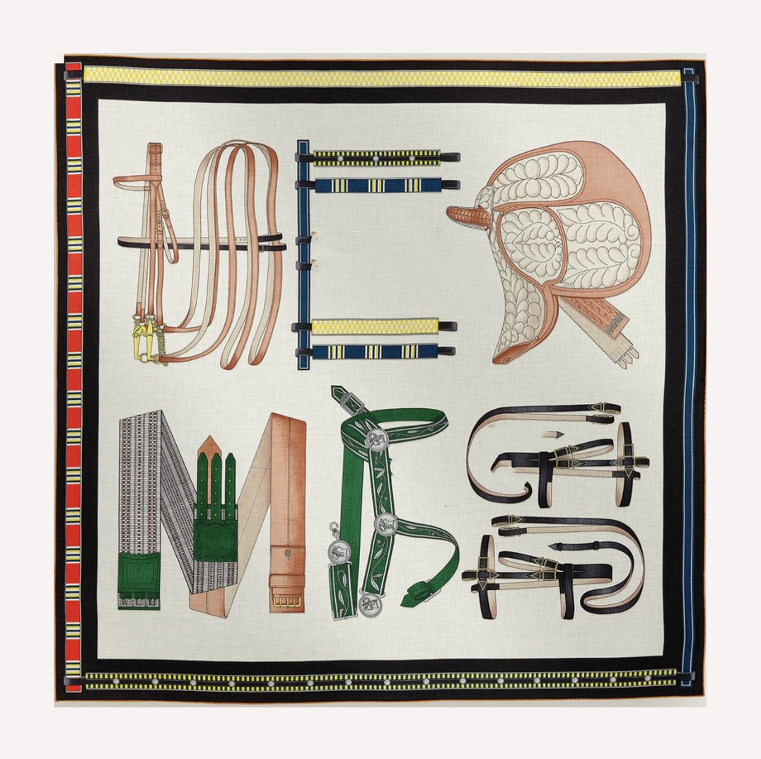 140*140cm Designer Cashmere Silk scarf H Large shawl Luxury hand-rolled side cashmere and silk blend women Four seasons shawl Equestrian pattern men scarf Green