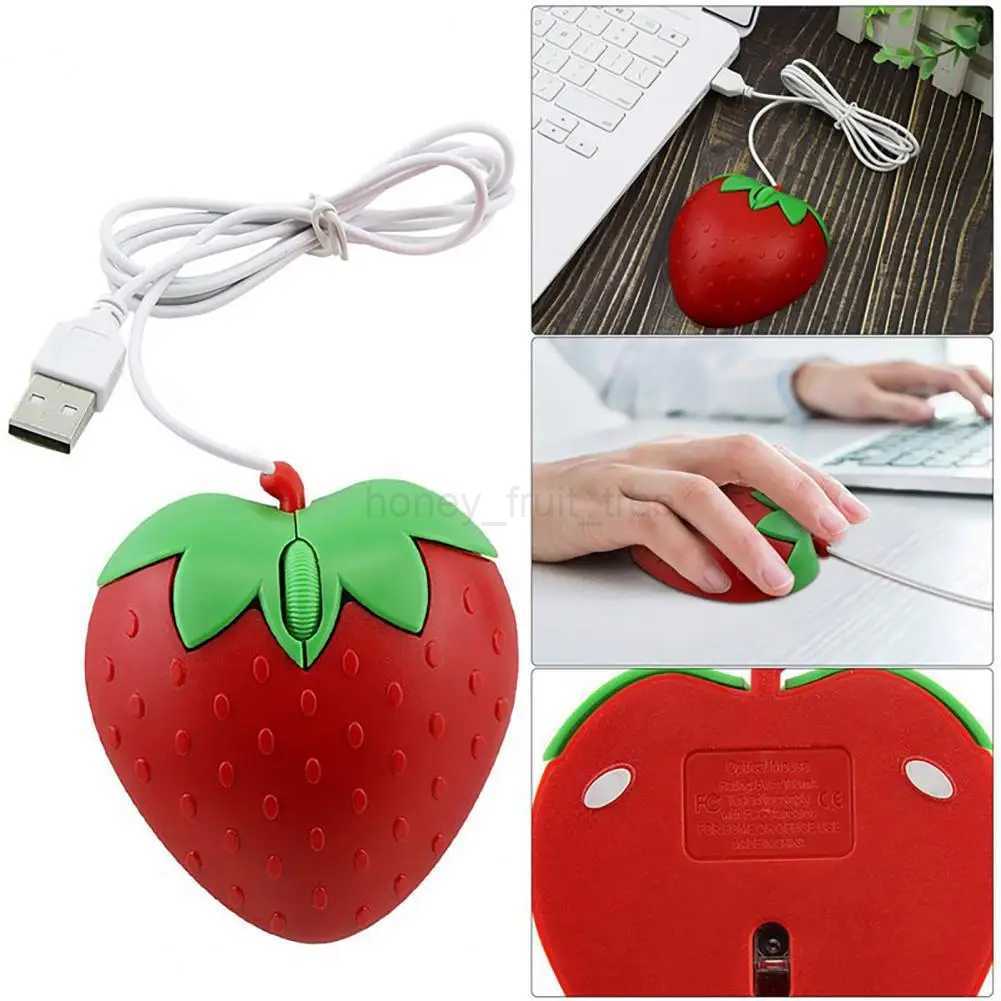 Cute Wired Mouse Plug-play Mouse Ergonomic Cozy Grip Strawberry Mouse Mute Optical Usb Wired Computer Accessories for LaptopM240725