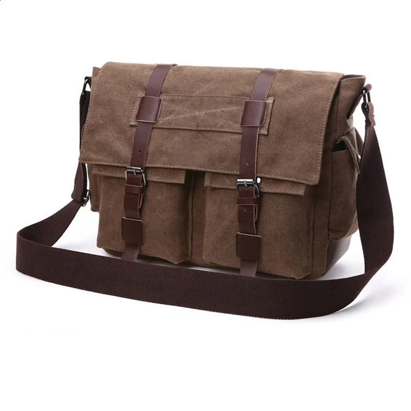 Men Business Messenger Bags For Shoulder Bag vintage Canvas Crossbody Pack Retro Casual Office Travel 240723