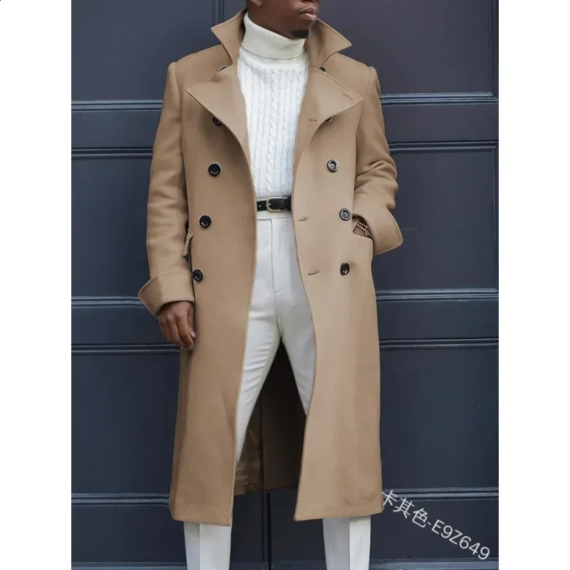 2024 Autumn Winter Mens Fashion Coat British Baggy Coat Mid-Length Trench Coat Casual Daily Comfortable 240807