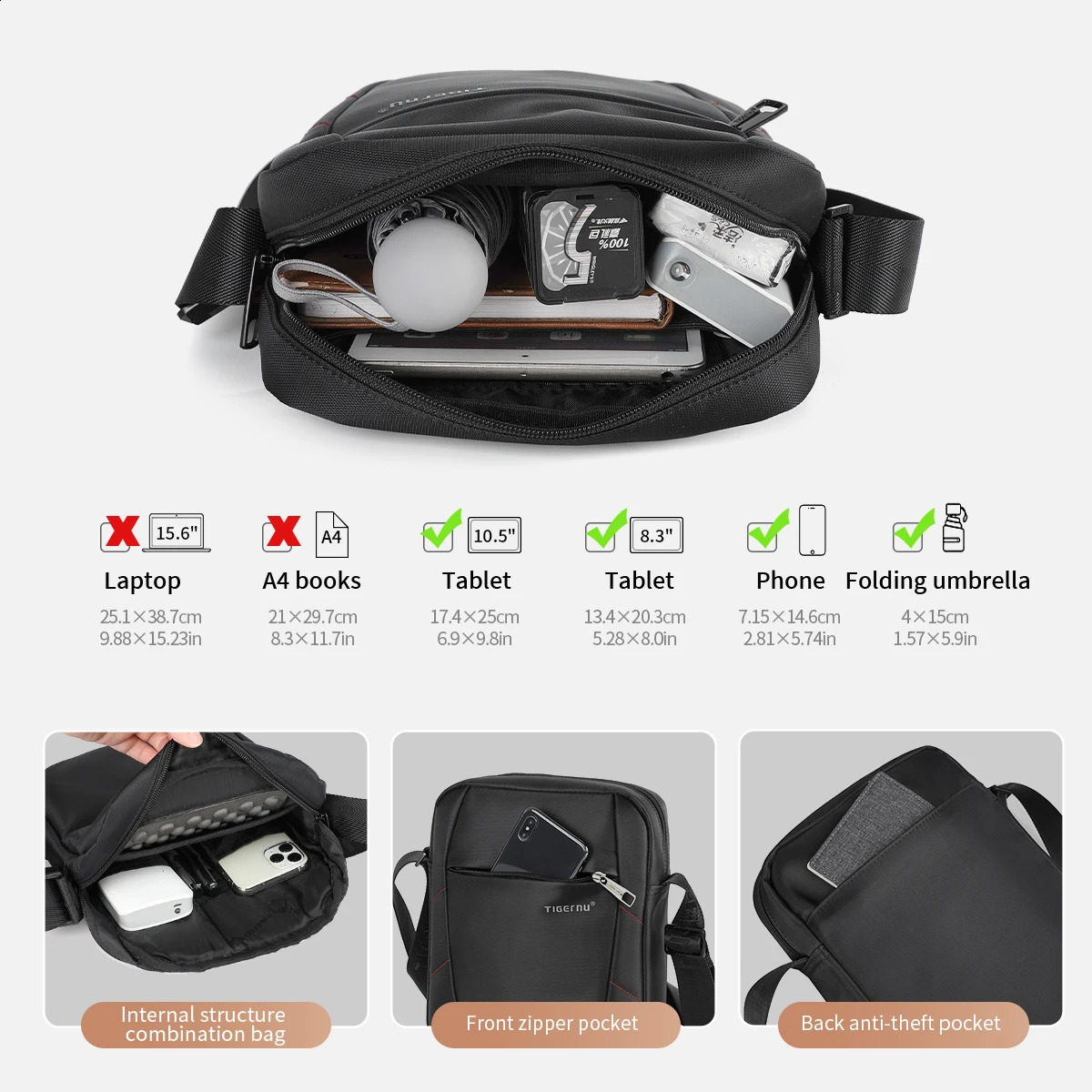 Warranty Shoulder Bag For Men Business Messenger 10inch Ipad Bags Crossbody Handbag Casual Travel Pack 240723