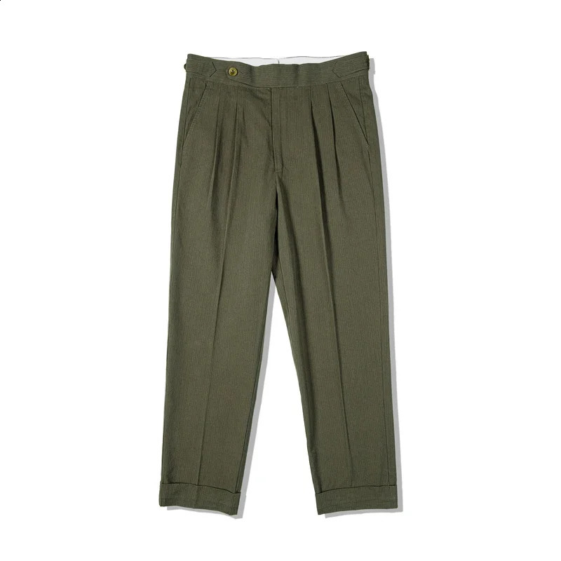 Red Tornado Naples set Trouser herringbone mens double pleated casual pants cuffs 240828