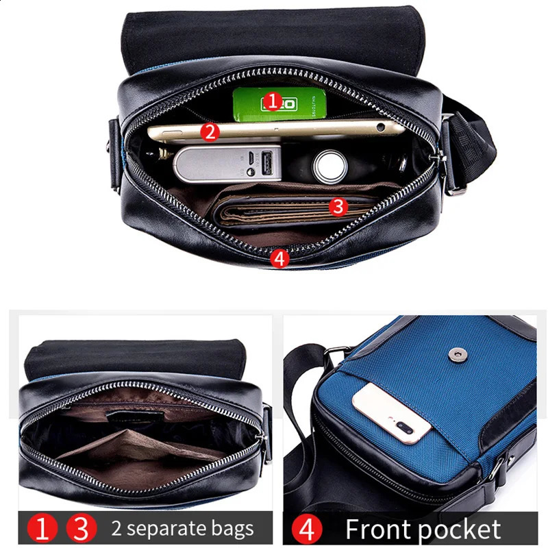 BULLCAPTAIN Man Messenger Bag Men Genuine Leather Shoulder Bags Business Crossbody Casual Male Handbag 251014