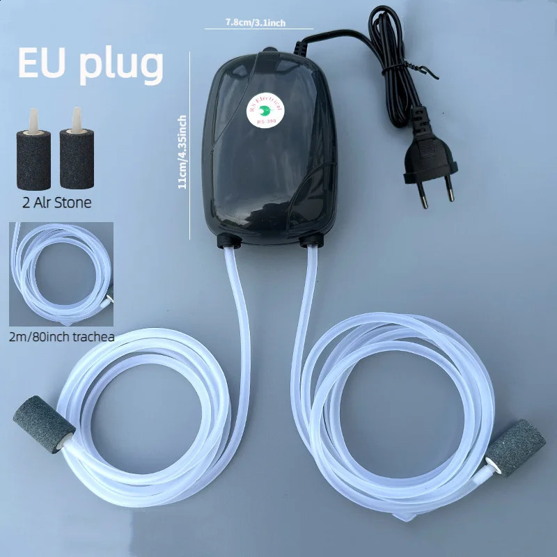 Aquarium Air Pump Fish Tank Mini Compressor Single Double Outlet with Check Tube Aquatic Accessories 220V 3W 5W 240724