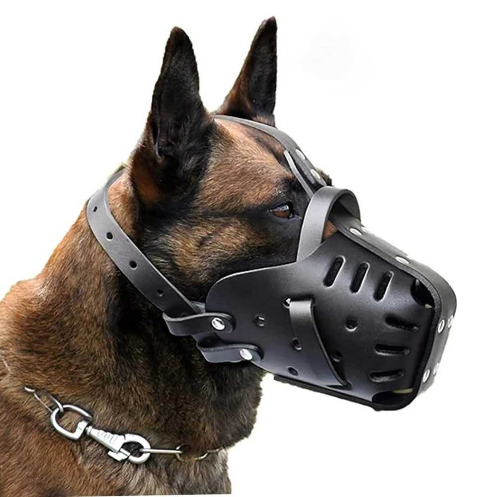 Leather Pet Dog Basket Muzzles German Shepherd Doberman Anti Bite Dog Mouth Cage Dog Training Defense Masks for Small/Large DogsL240725