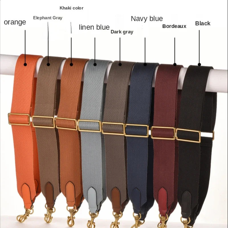 DHXJ Solid Color 5cm Wide Canvas Fabric Strap Messenger Shoulder Belt In Cowskin Leather Bag Parts Adjustable 240725