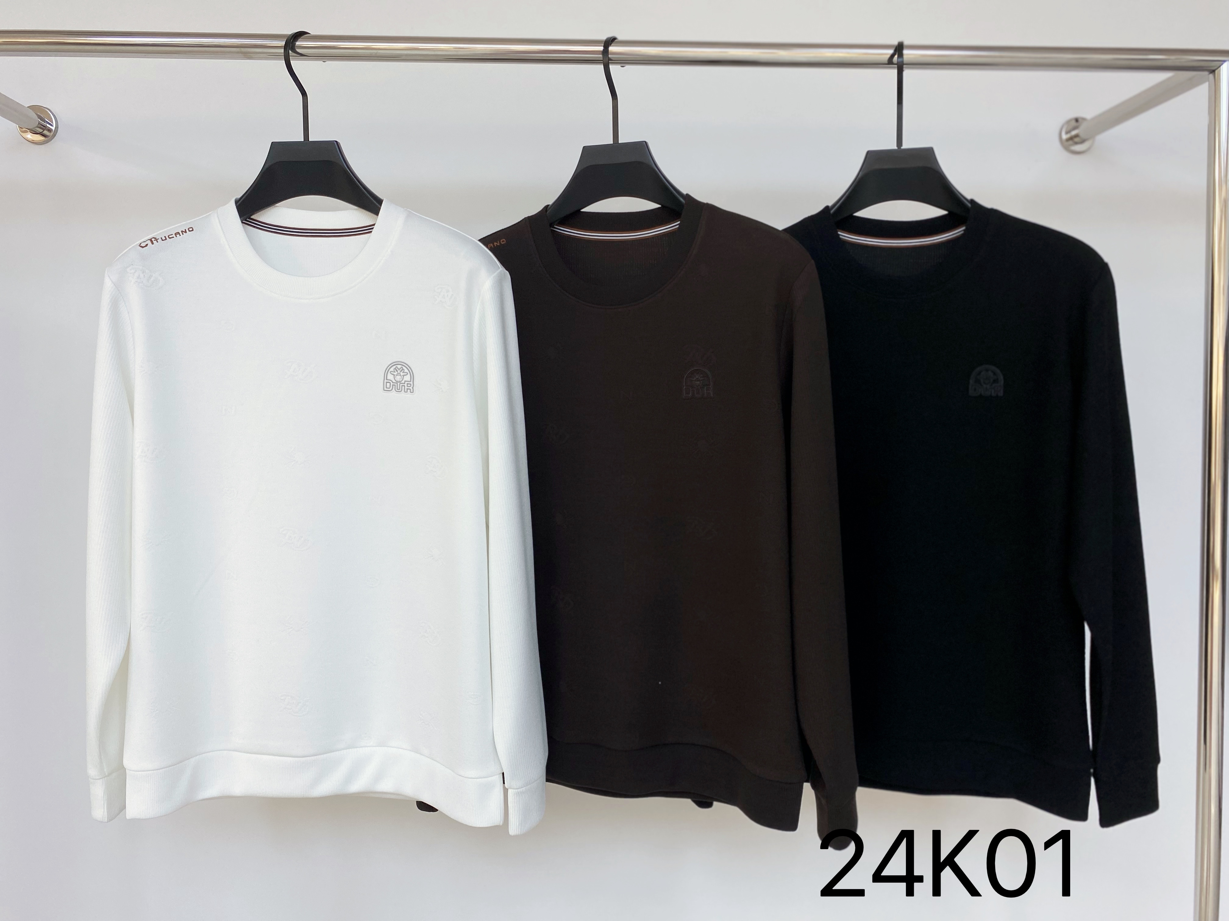Round neck casual men's long sleeved sweatshirt 24K01