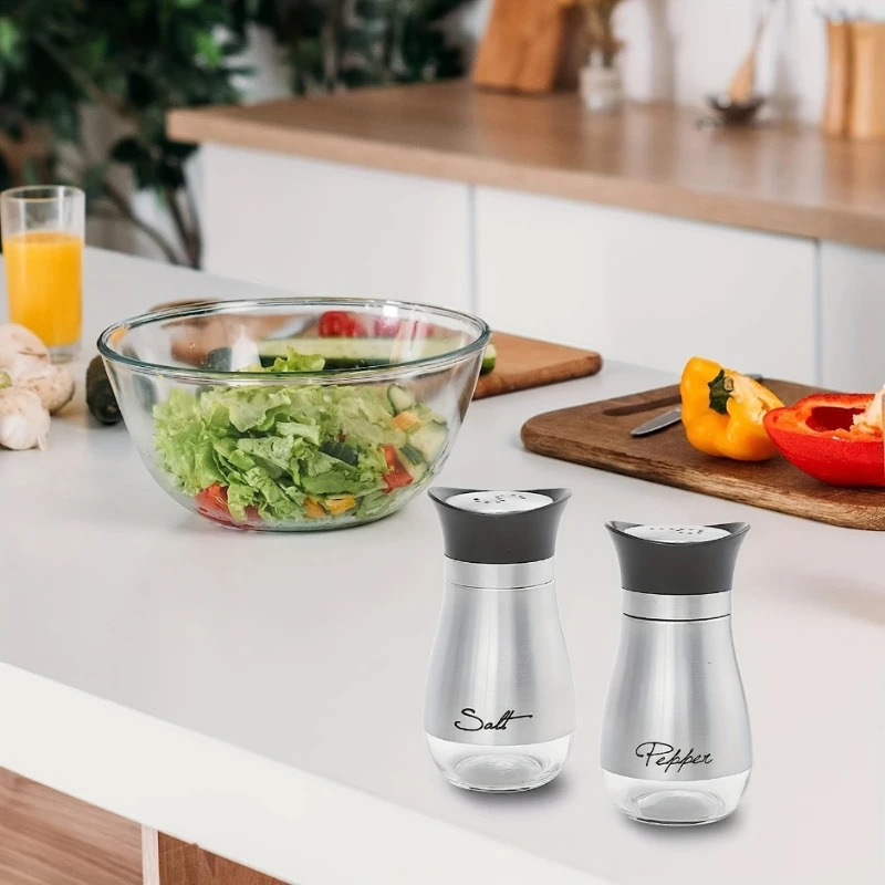 2 pcs Refillable Salt Pepper Shakers Set Spice Bottles Container for HomeRestaurant and Picnic - 3.4oz Kitchen Accessories 240725
