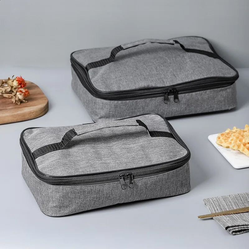 Square Insulated Lunch Bag for Women Thermal Cooler Bento Box Bags Food Portable Travel Picnic Delivery Meal Container y240903