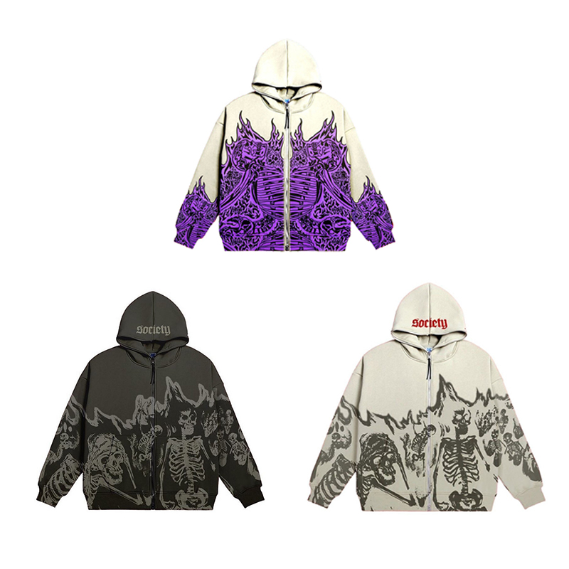 High Quality Supplier Made Vintage Hoodie Oversized Long Sleeve Zipper Hoodie Full Zipper Hoodie