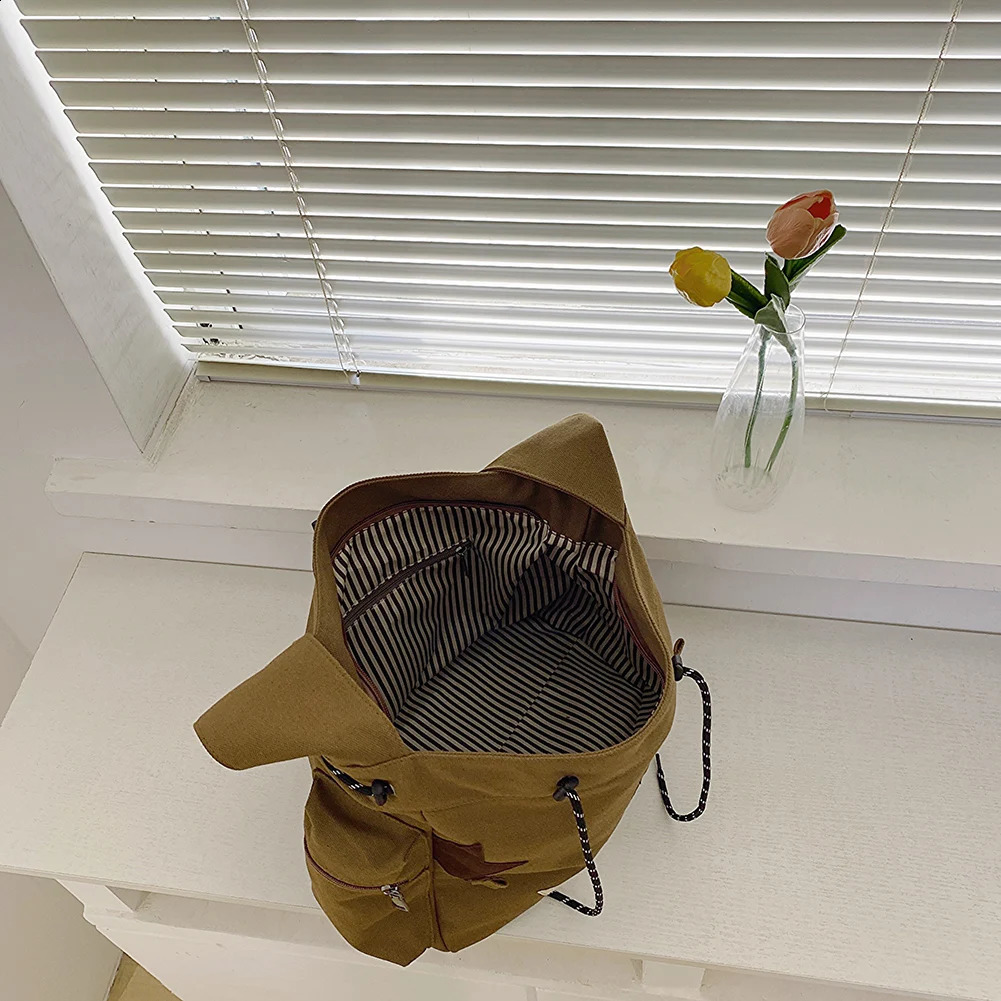 Women Cute Messenger Bag Large Capacity Canvas Lovely Shoulder Star Applique Y2K Street Style School for Teens Students 240724