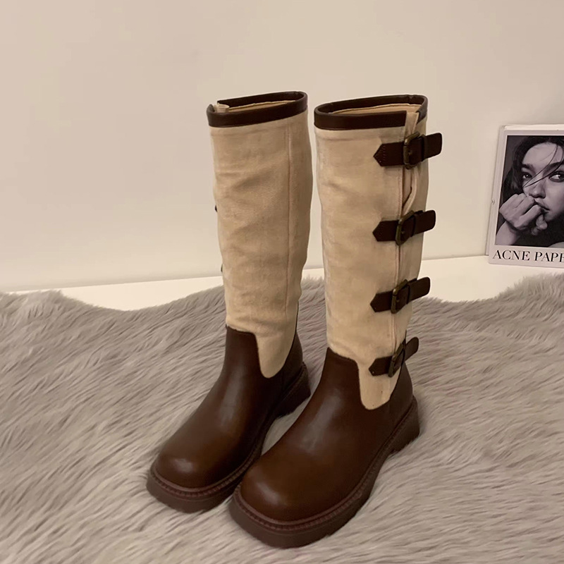 Knee Boots for Women Vintage Style Belt Design | Free Shipping