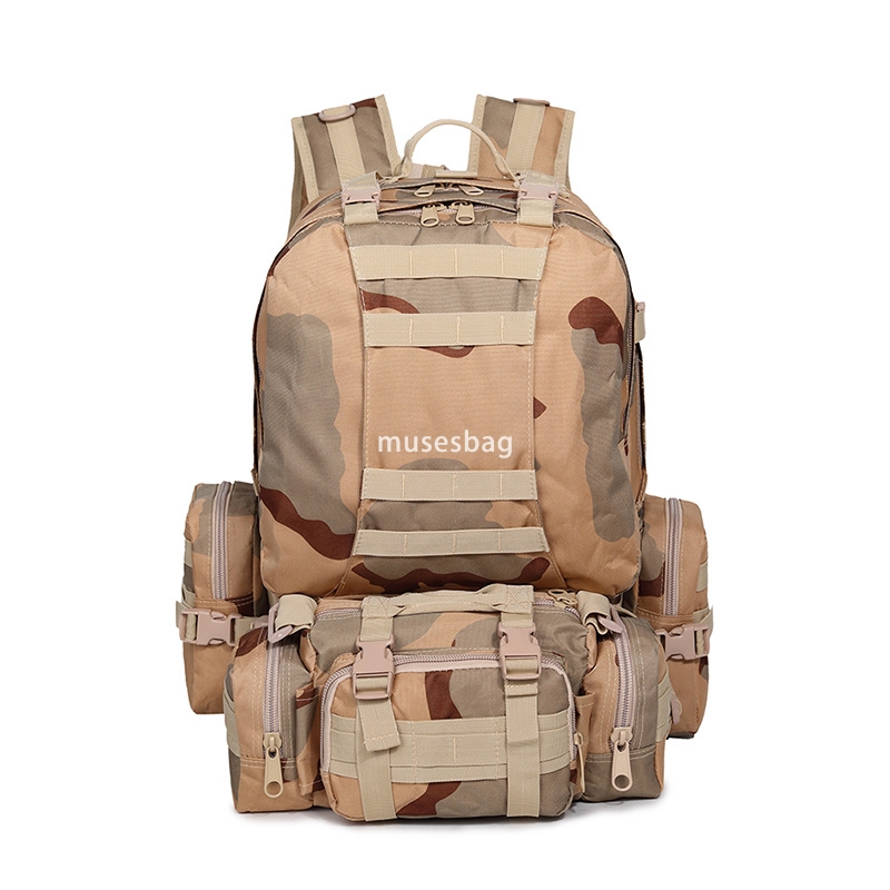 Upgraded pressed film pad with color button combination bag large capacity outdoor camo camping hiking bag