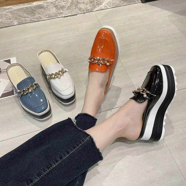 Slippers Ladies Flip Comfortable Rubber Platform Shoes Ladies Casual Round Toe Flat Loafers Flat Autumn Suede Womens Shoes 240708