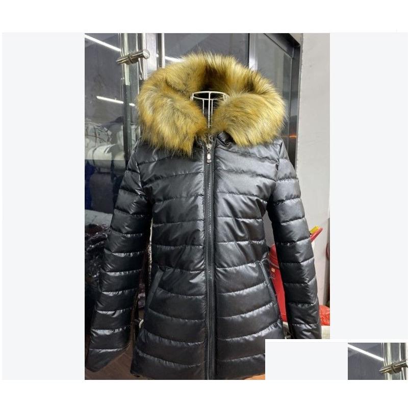 Womens Trench Coats Winter Jacket Pu Leather Women Hooded Long Sleeve Solid Slim Thick Warm Black Coat Outerwear Drop Delivery Apparel Dh5Zi