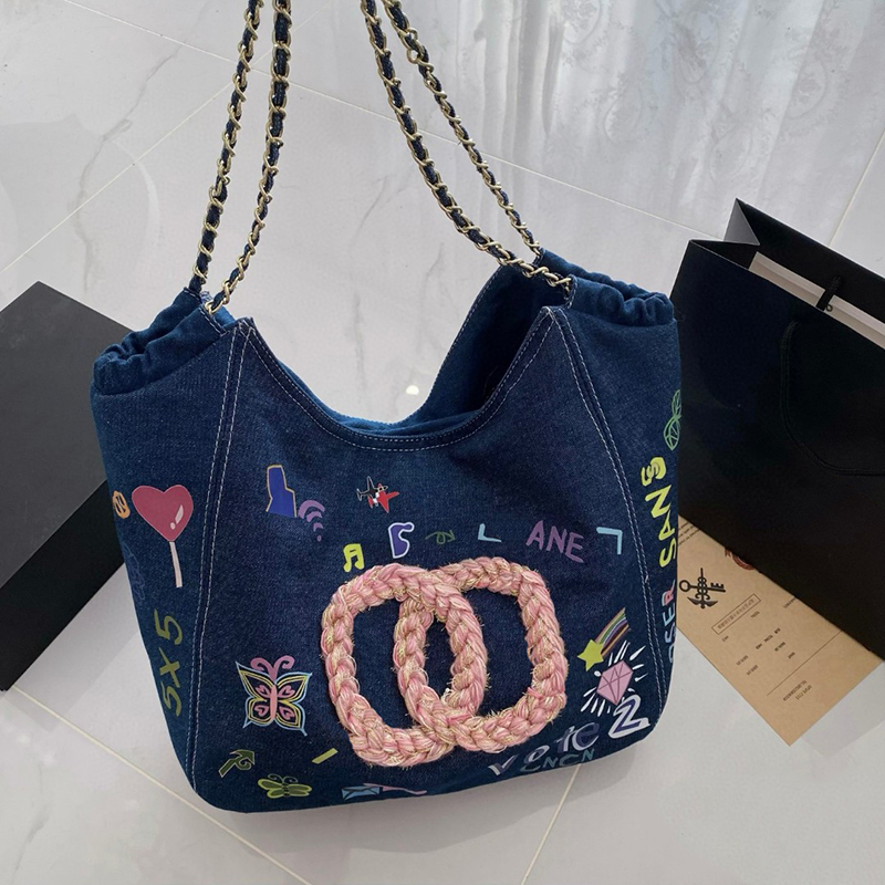 Women desinger luxury tote bag shoulder chain bags fashion high quality large capacity denim handbag purse shopping bag Changchen-240513-56