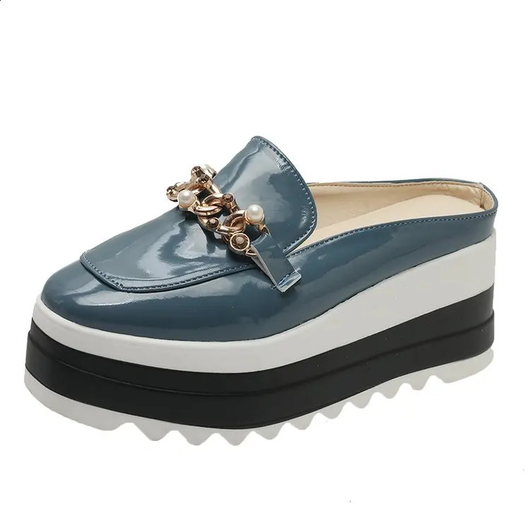 Slippers Ladies Flip Comfortable Rubber Platform Shoes Ladies Casual Round Toe Flat Loafers Flat Autumn Suede Womens Shoes 240708
