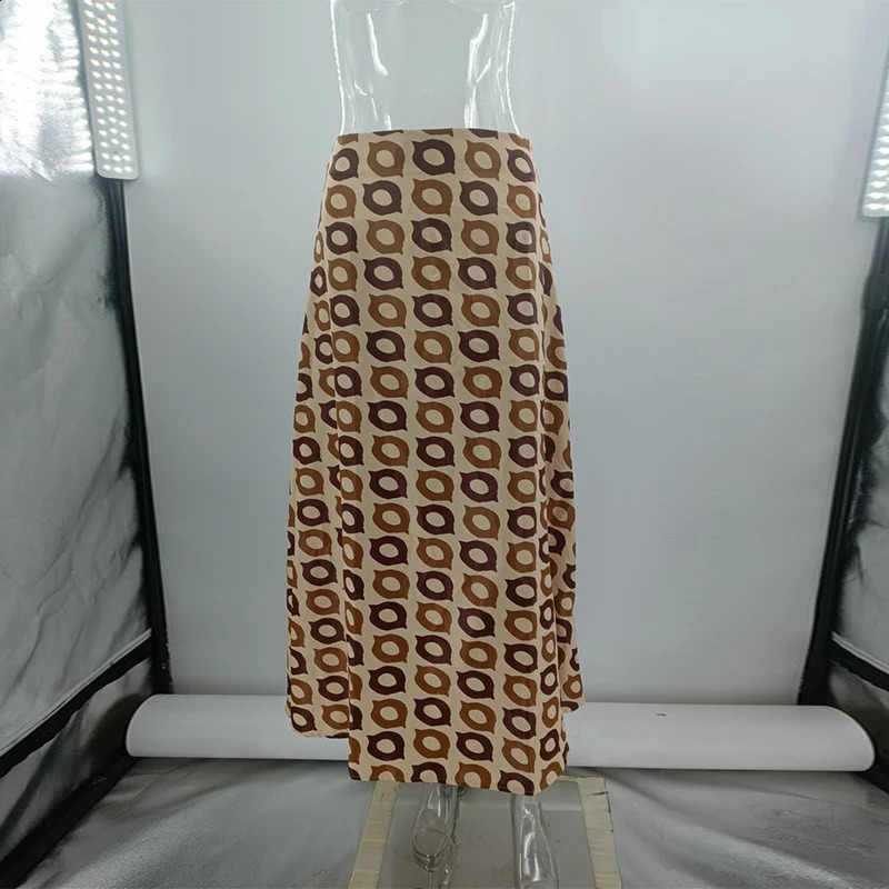 Womens Long Satin Skirt Midi Elegant High Waist Polka Dot Autumn Office A-line Vintage Silk Printed Skirt Female Skirt 240724