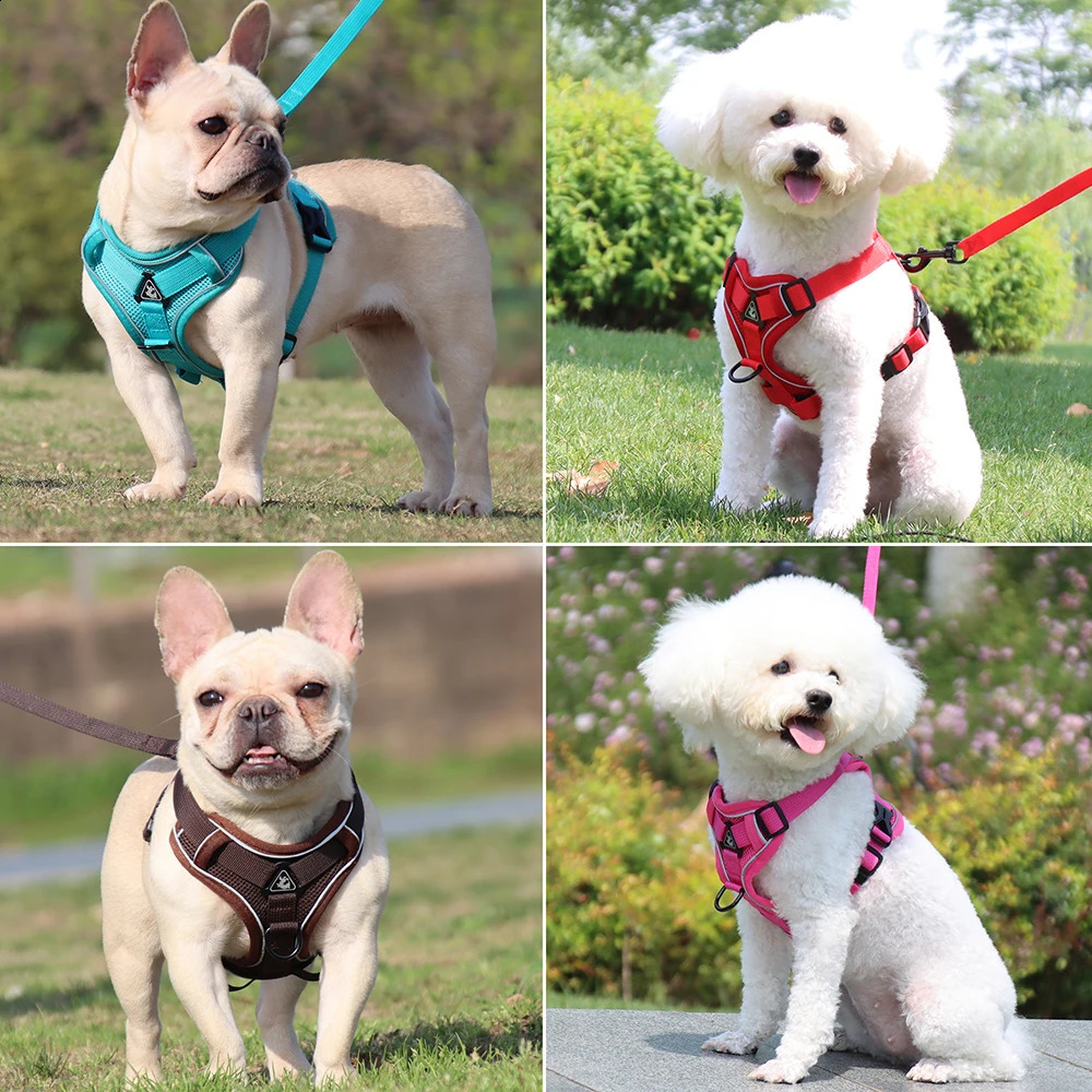 Dog Harness Puppy Cat No Pull Breathable Mesh Reflective Saddle For Small Medium Dogs Cats Adjustable Pug Pet Supplies 240724
