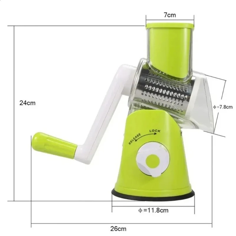 Vegetable Cutter Slicer Manual Kitchen Cheese Chopper Machine With 3 Sharp Drums Multifunctional Garlic Potato Shredder 240724
