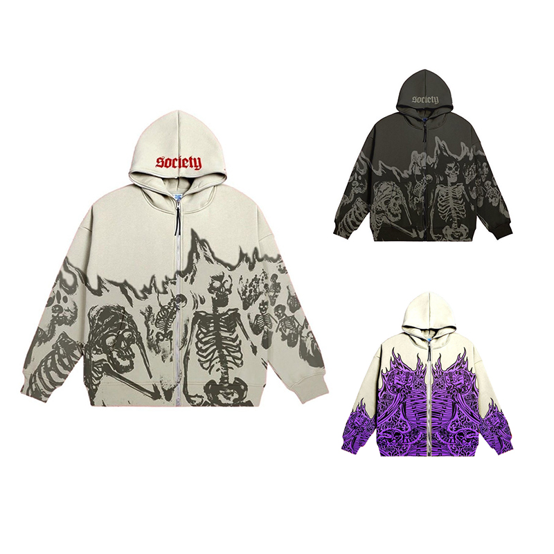 High Quality Supplier Made Vintage Hoodie Oversized Long Sleeve Zipper Hoodie Full Zipper Hoodie