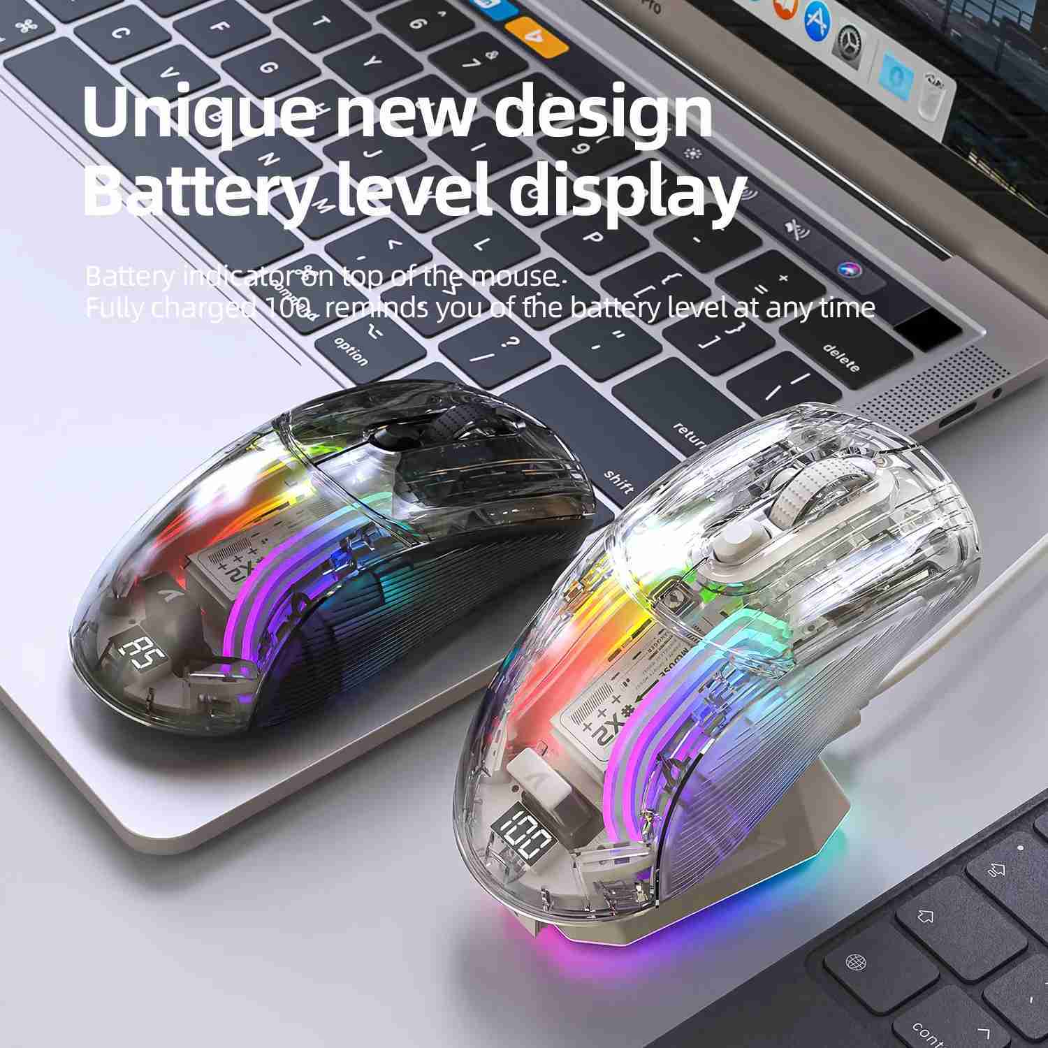 Attack Shark X2 Pro Magnetic Charging Bluetooth Mouse Tri-Mode RGB Lights Transparent Battery Indicator Computer PhoneM240725