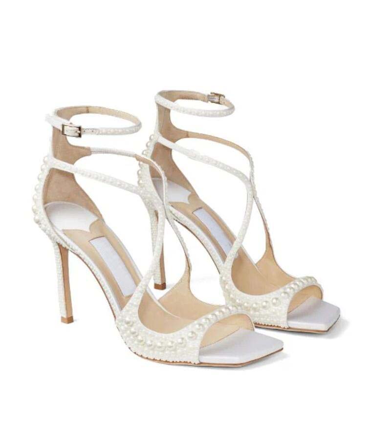 Open toes Sandals Bridal Shoes Dress Wedding Shoes Summer Luxury Flat Slippers Designer Slingbacks Pearl Satin Platform Pumps Women White High Heel Pump Large 35-43