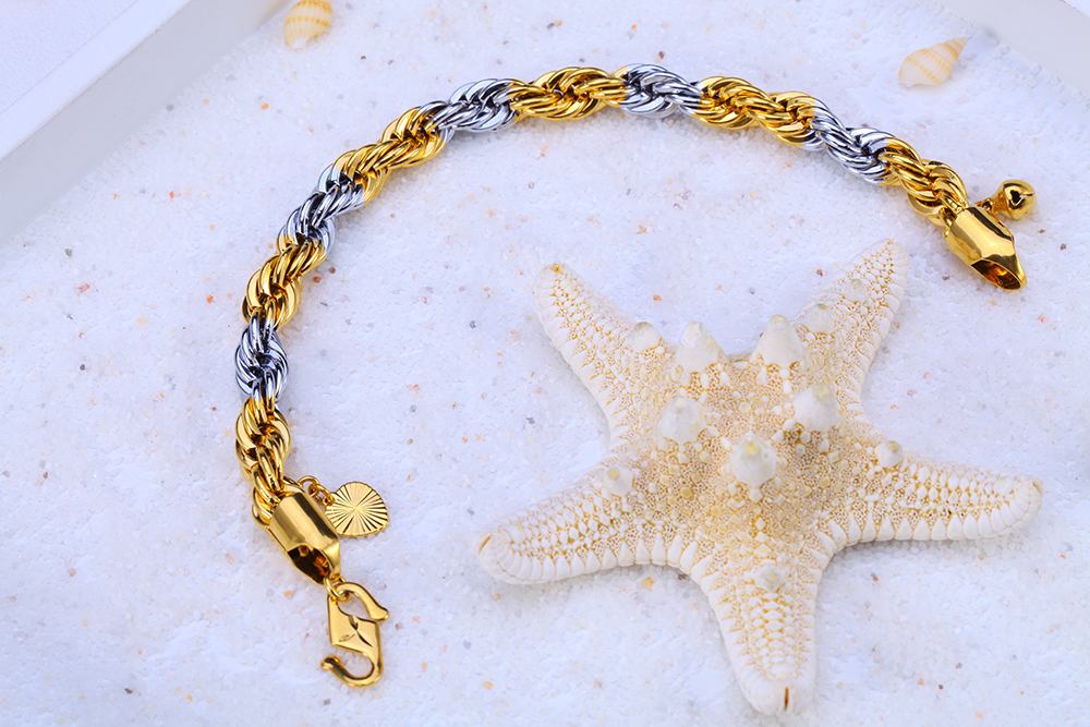 Bracelets Men Bracelet Designer Hip Hop Jewelry 24K Gold plaqué rhodium plaqué deux couleurs Copper Dubai Cuban Bracelet Bracelet Luxur