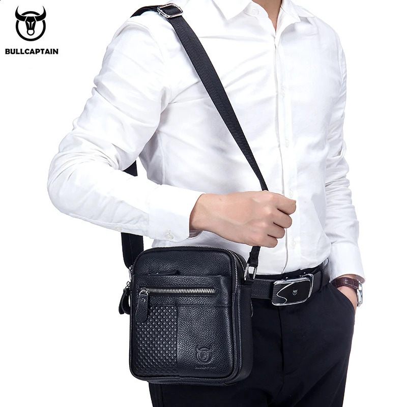 BULLCAPATIN Mens Genuine Leather Shoulder Bag Messenger Briefcase CrossBody Handbag Satchel Travel bag 240723